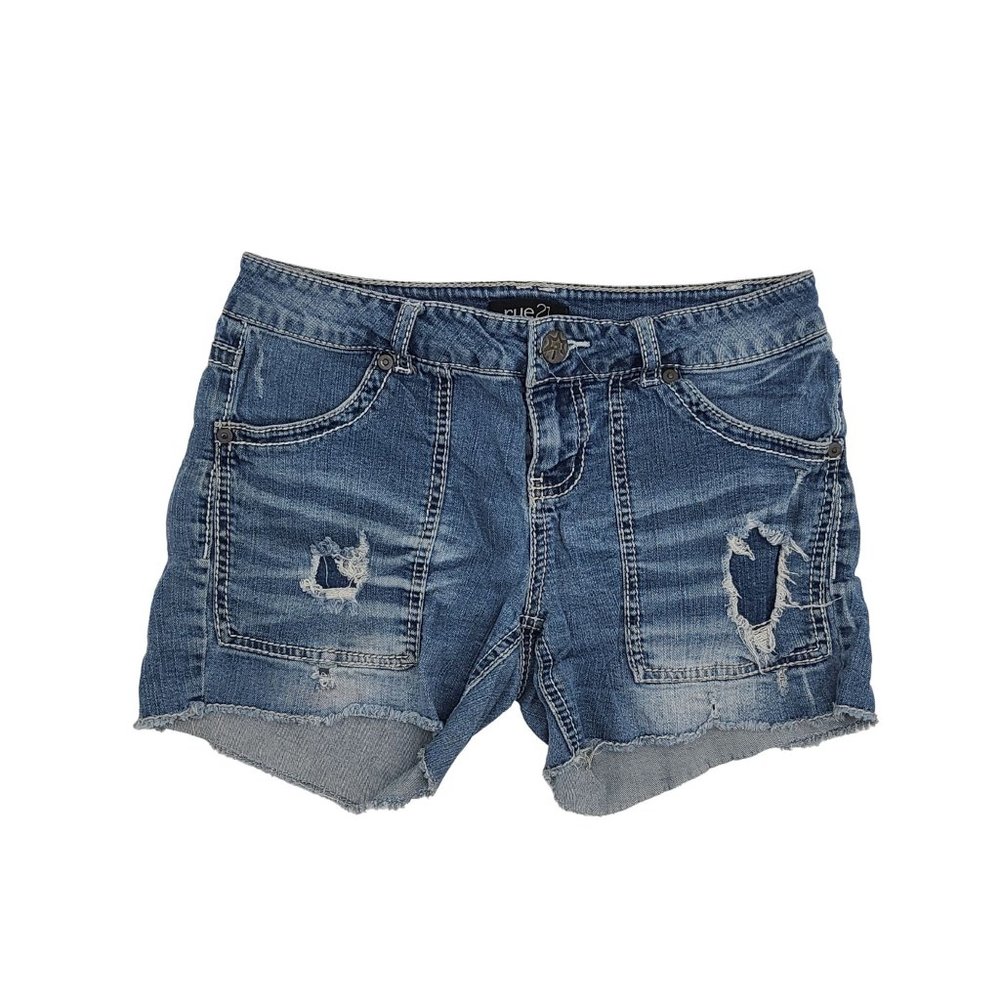 Rue21 Distressed Denim Ripped Torn Mid Rise / High
